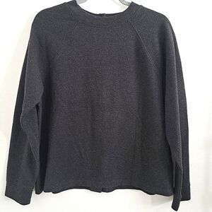 Madewell (Re)sourced Plush Charcoal Button-Back Sweater Knit Top Women's Large